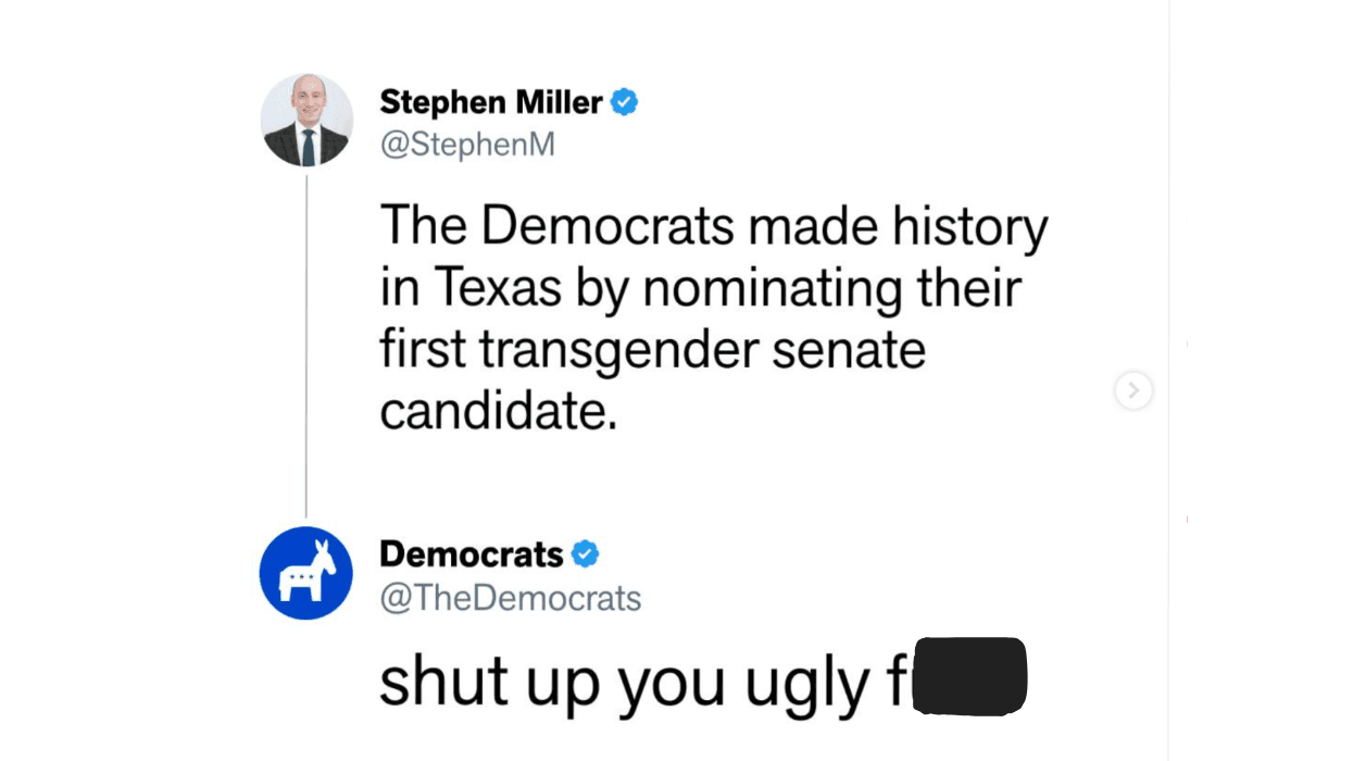 exchange between stephen miller and democrats on social media.