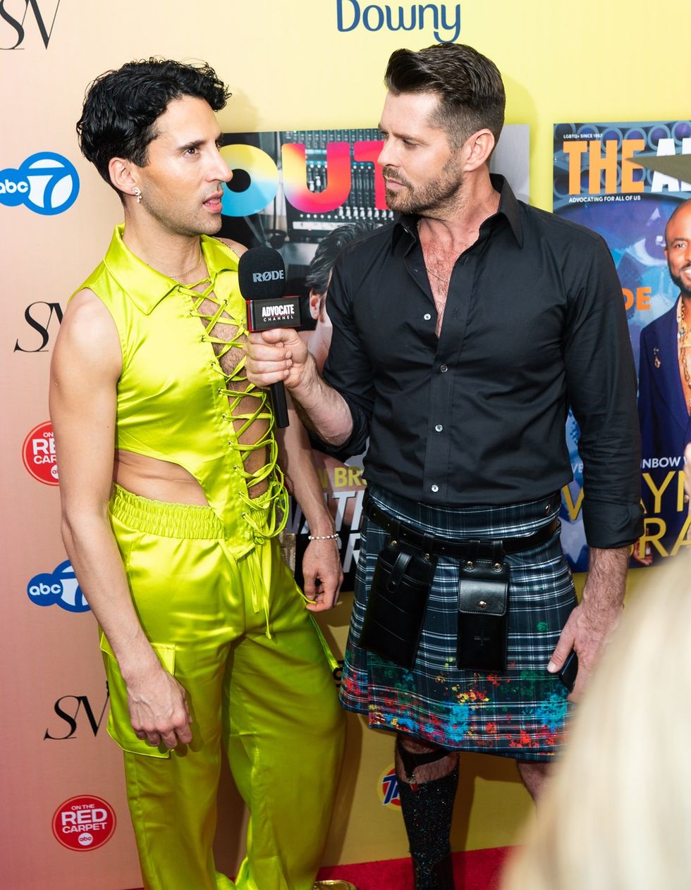 Exclusive Photo gallery OUT ADVOCATE magazines Cover stars Wayne Brady Jonathan Groff LGBTQ Pride Party June 2024