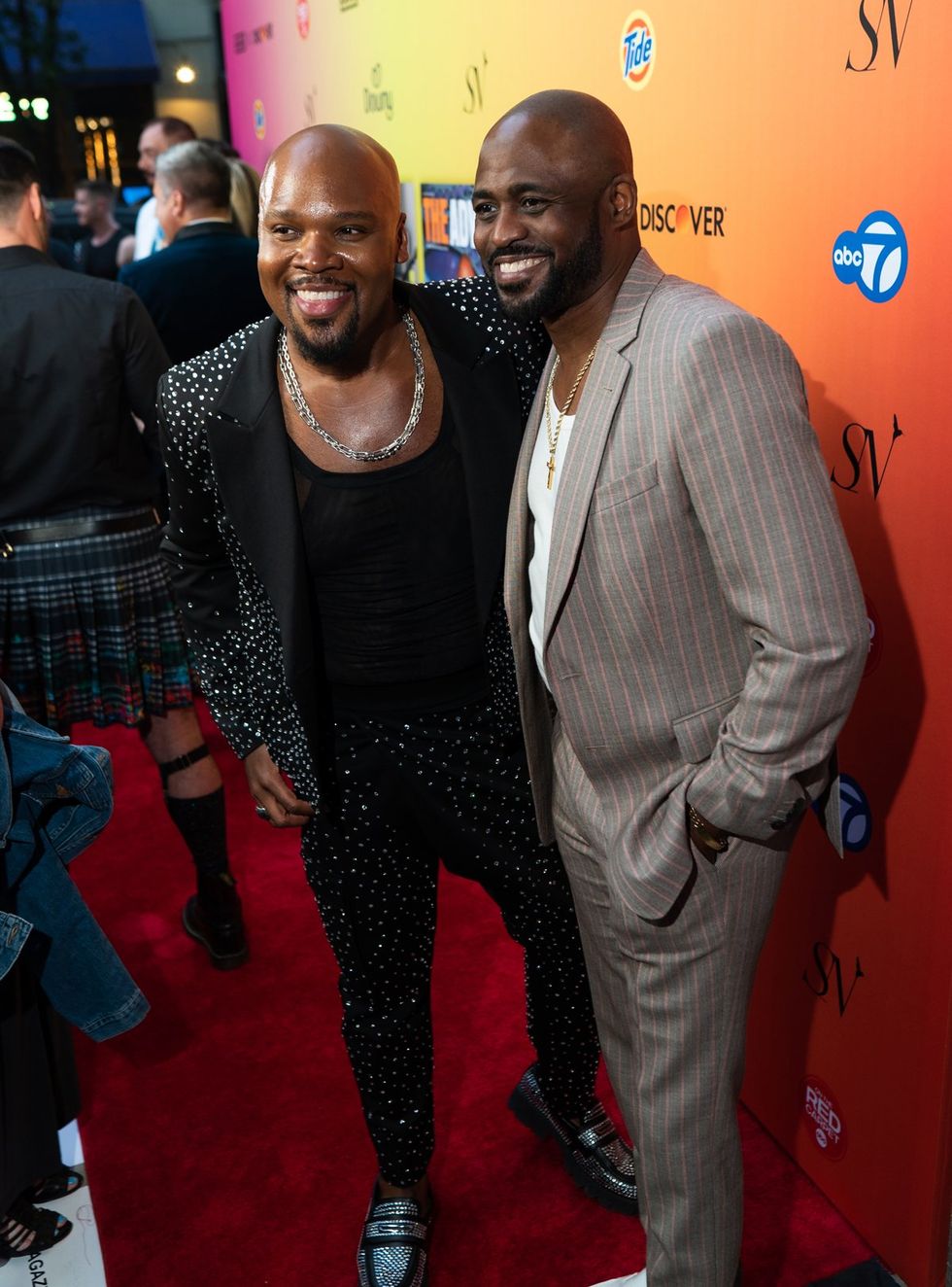 Exclusive Photo gallery OUT ADVOCATE magazines Cover stars Wayne Brady Jonathan Groff LGBTQ Pride Party June 2024