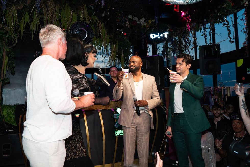 Exclusive Photo gallery OUT ADVOCATE magazines Cover stars Wayne Brady Jonathan Groff LGBTQ Pride Party June 2024