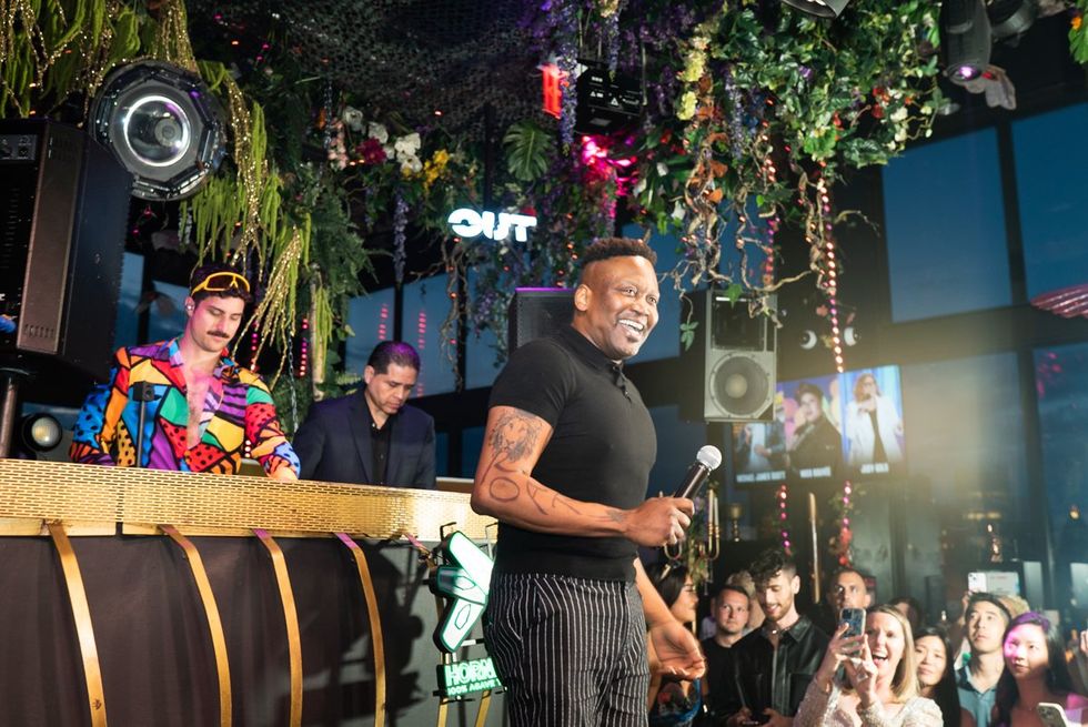 Exclusive Photo gallery OUT ADVOCATE magazines Cover stars Wayne Brady Jonathan Groff LGBTQ Pride Party June 2024