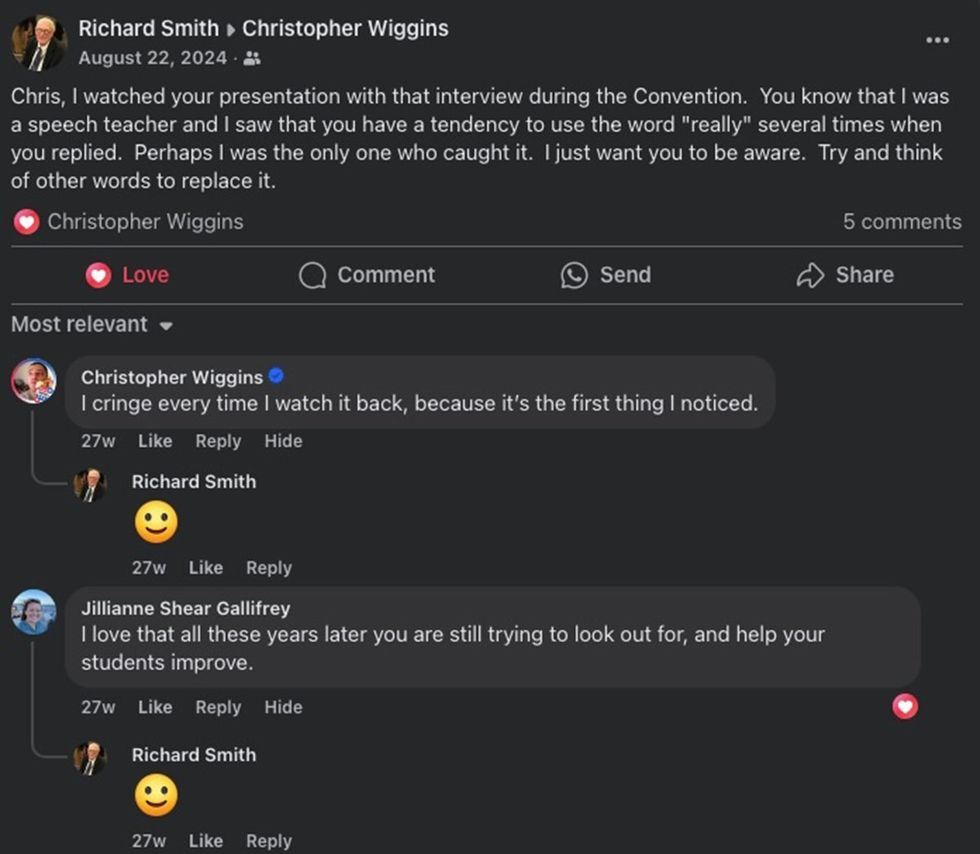 facebook post exchange between Beloved gay educator Richard F Smith Christopher Wiggins and Jillianne Shear Gallifrey