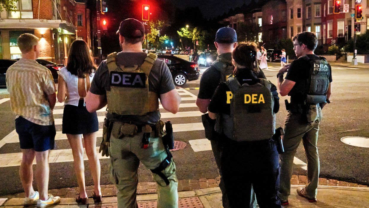 Federal agents patrol the U Street corridor, an area known for its bars and clubs, on orders from President Donald Trump, in Washington, D.C., on August 15, 2025