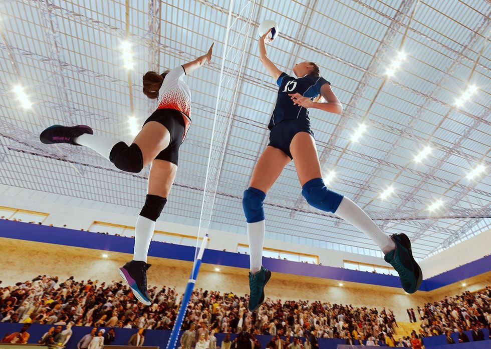Female volleyball players in action