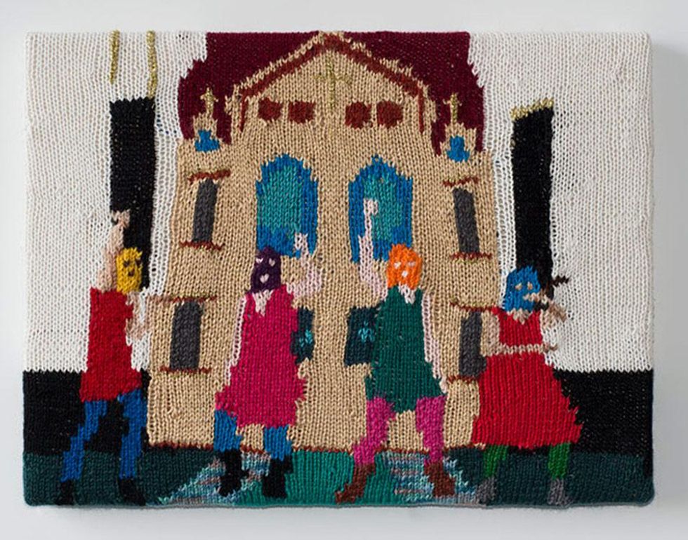 Feminist Fan #3 (Pussy Riot at Moscow\u2019s Cathedral of Christ the Saviour, 2012), 2014