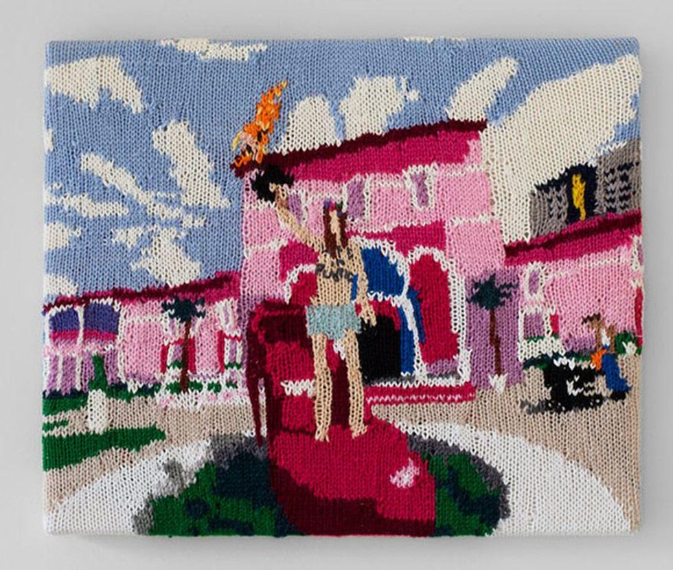 Feminist Fan #6 (Femen burning Barbie at the Barbie Dreamhouse, Berlin 2013), 2015