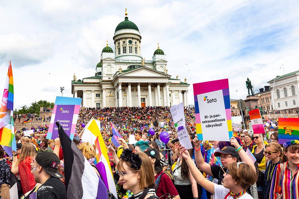 Finland Helsinki Senate Square Pride 2019 celebration of the LGBTQ community