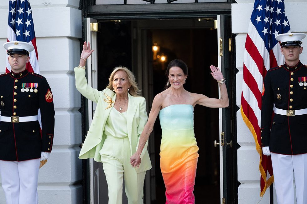 FLOTUS Jill Biden daughter Ashley pride month 2024 reception white house south lawn rainbow dress LGBTQ support