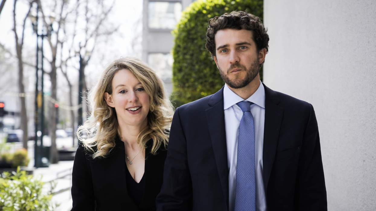 Former Theranos CEO Elizabeth Holmes alongside her fiancé Billy Evans.