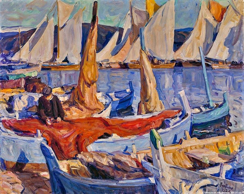 Fortune in her studio at Portsmouth Priory, Rhode Island, c. 1950. Photographer unknown. Photograph courtesy of James R. Fortune