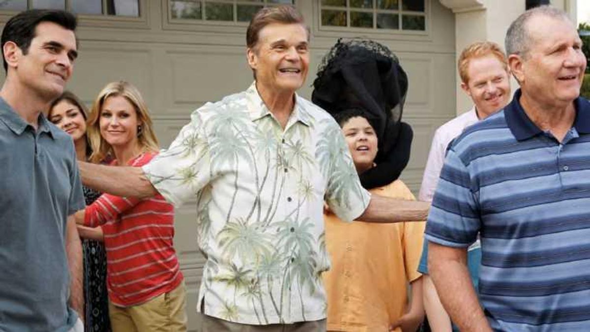Fred Willard with his Modern Family