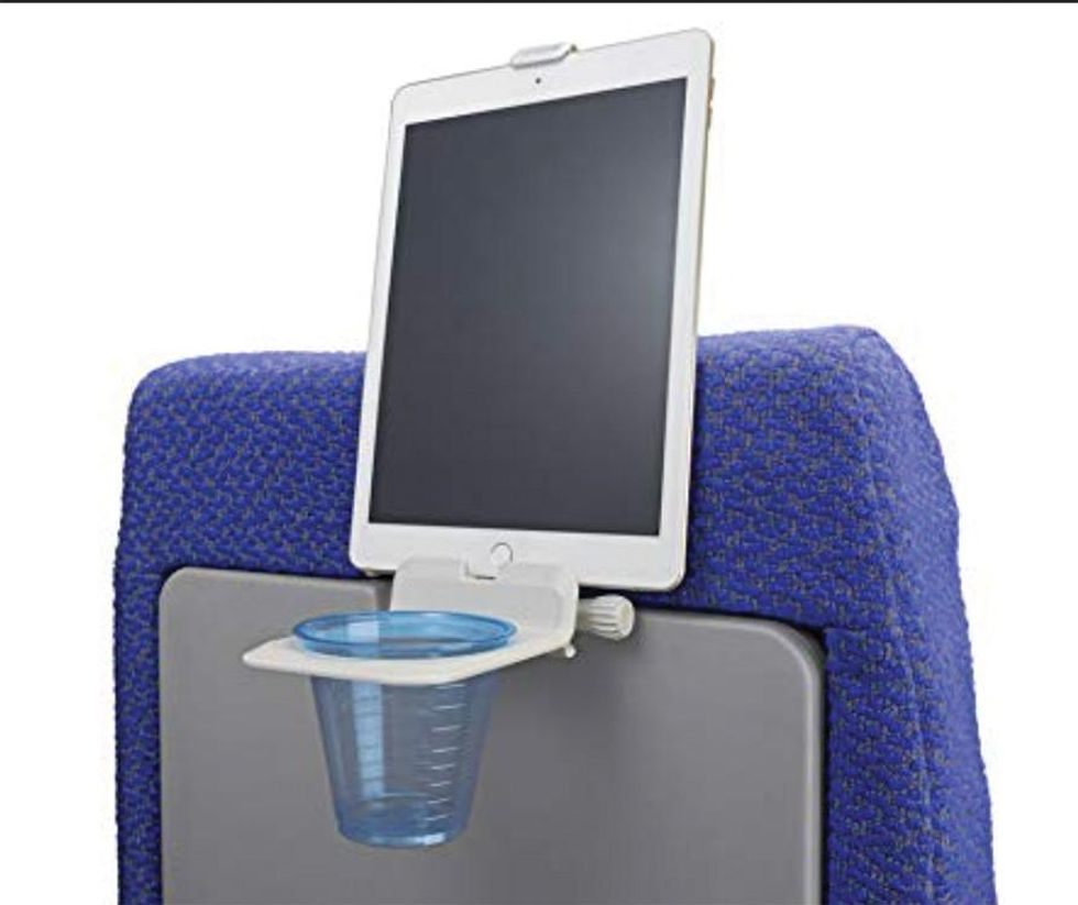 Frequent flyers love the Airhook, a stable drink holder and mount for an electronic device. ($20, TheAirHook.com)
