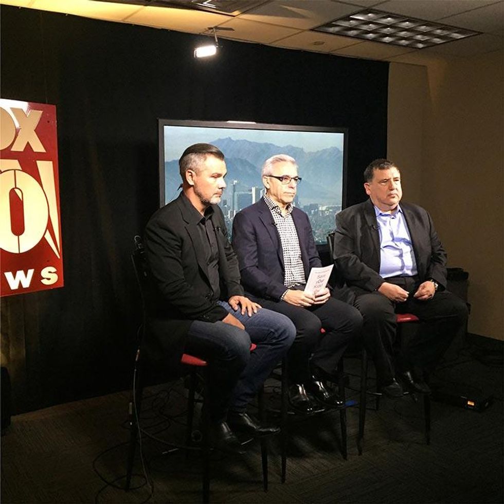 From left: Affirming pastor Stan Mitchell, Faith in America founder Mitchell Gold, and psychiatrist Jack Drescher in an interview with Fox News.
