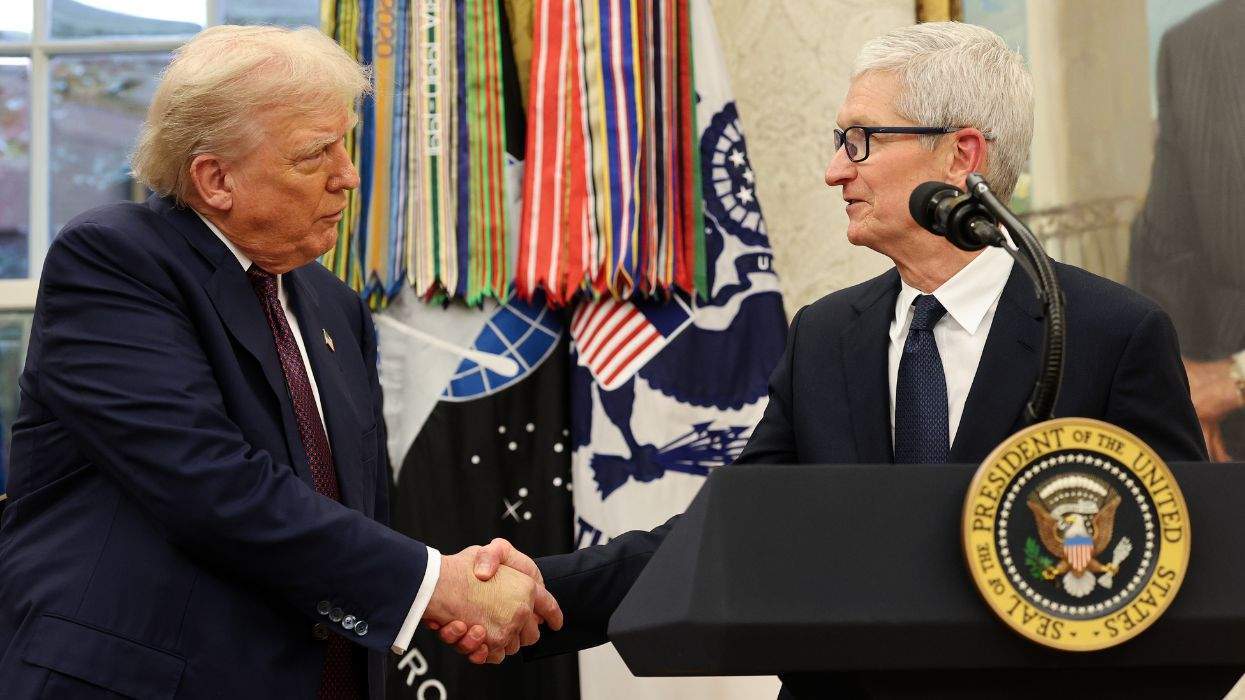 From left: Donald Trump and Tim Cook
