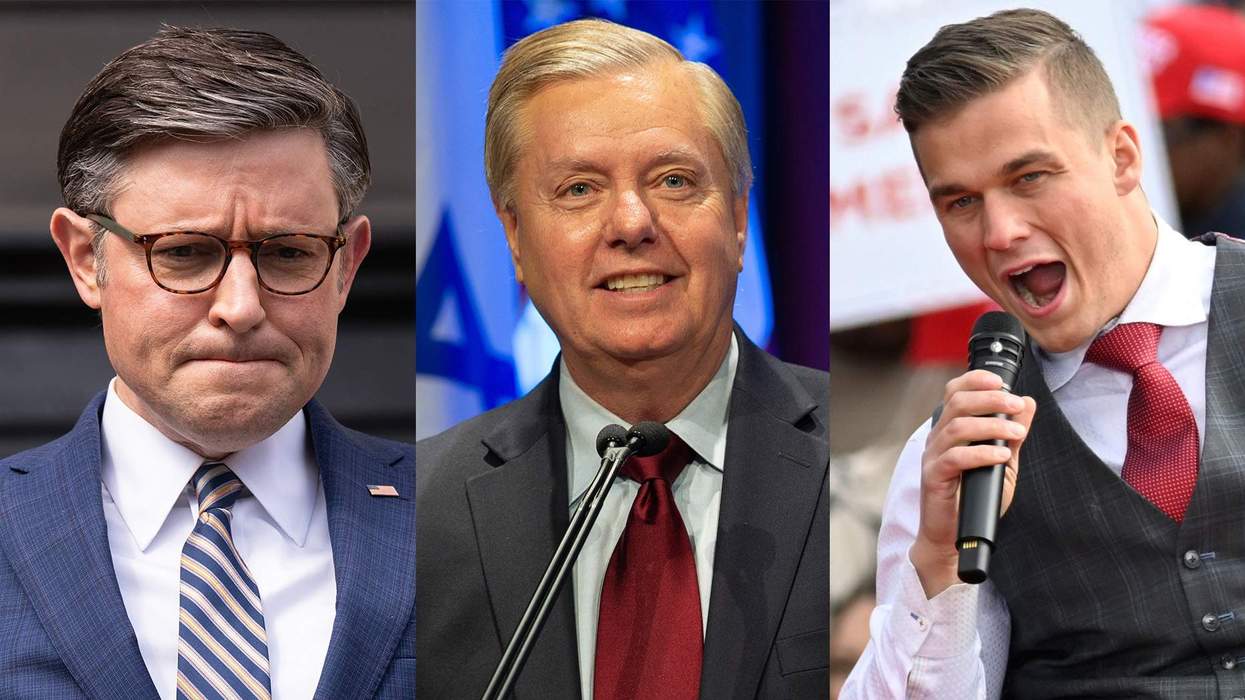 From left: Mike Johnson, Lindsey Graham, and Madison Cawthorn.
