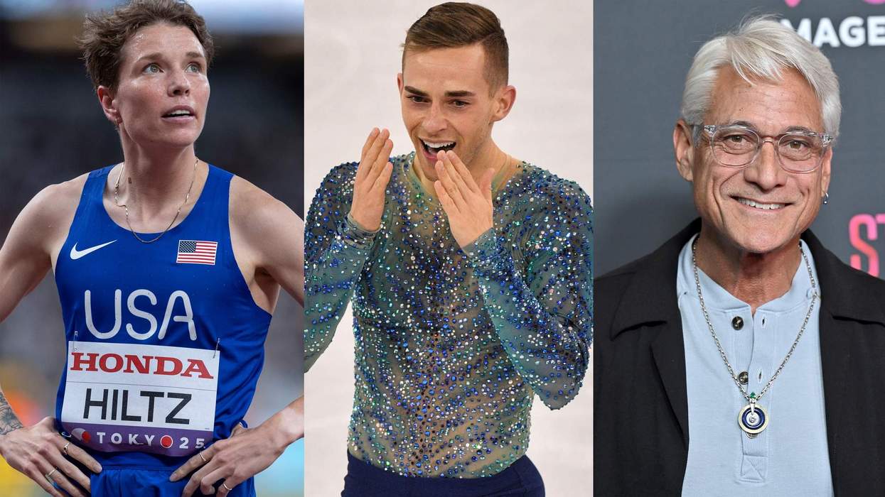 From left: Nikki Hilt, Adam Rippon, and Greg Louganis.