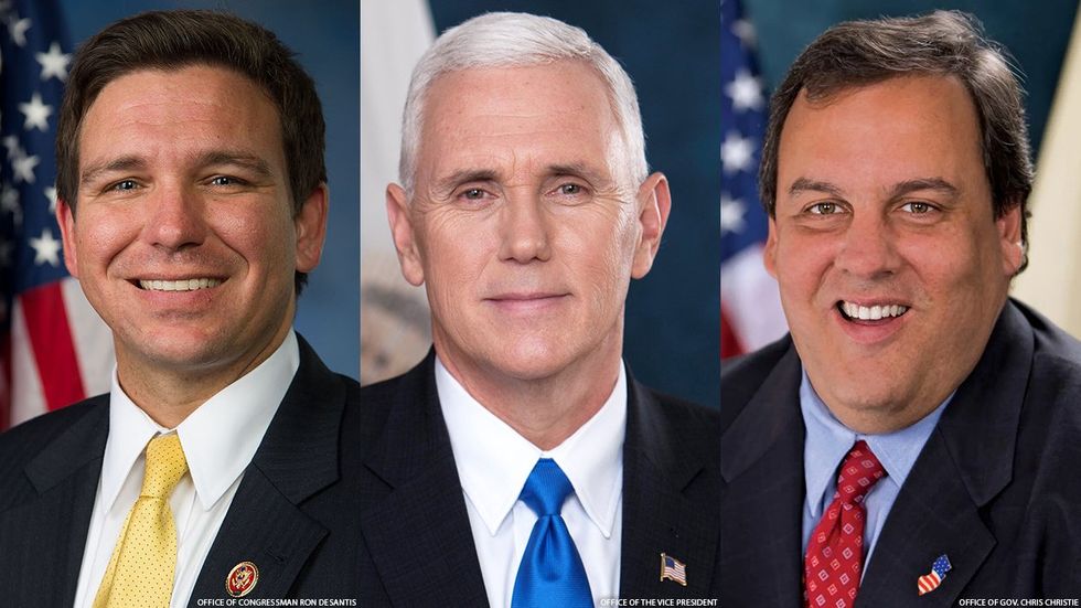 From left: Ron DeSantis, Mike Pence, and Chris Christie