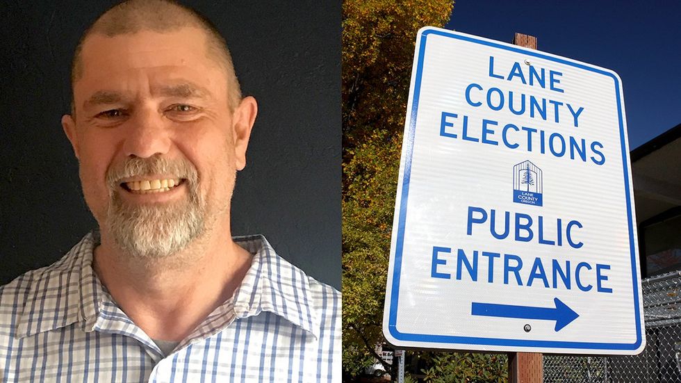 Gay Basher Douglas Barr mayoral candidate eugene oregon poling place sign
