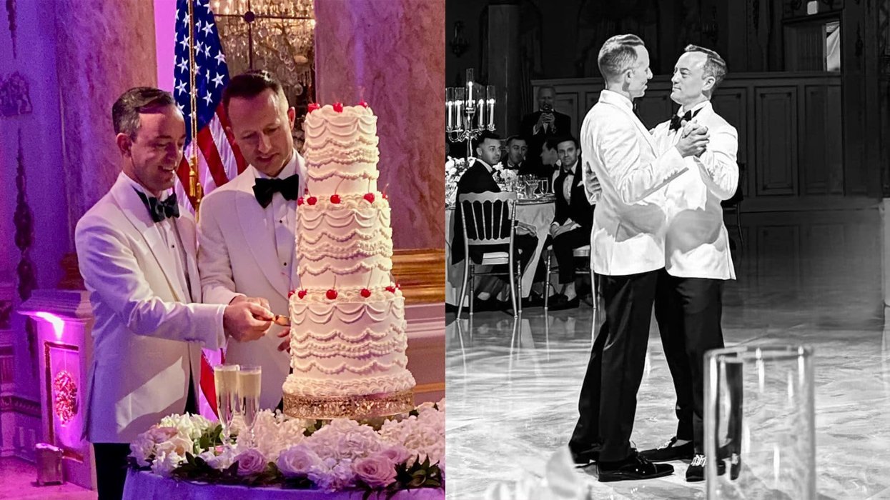 Gay couple cut a cake and dance at their Mar-a-Lago resort wedding