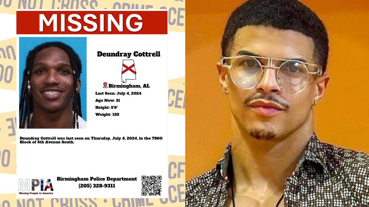 gay dancer Deundray Cottrell missing poster over crime tape Julian Taylor Morris boyfriend murder suspect