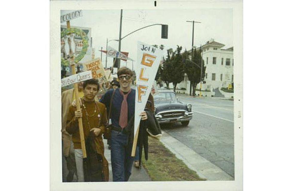 Gay Liberation Front protest on the streets regarding the first gay pride parade permits