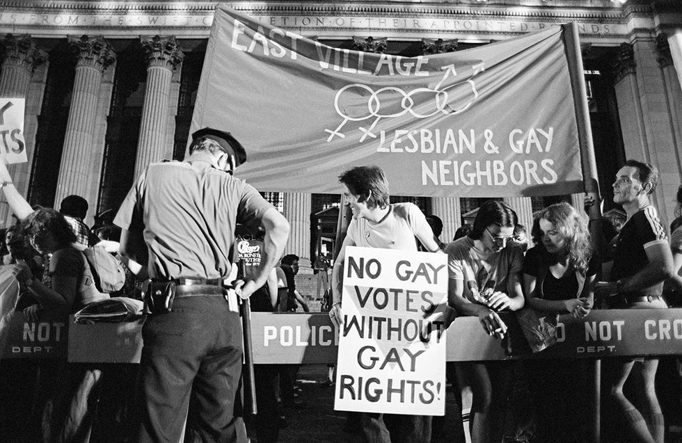 Gays and lesbians protest during the Democratic National Convention Madison Square Garden NYC 1980