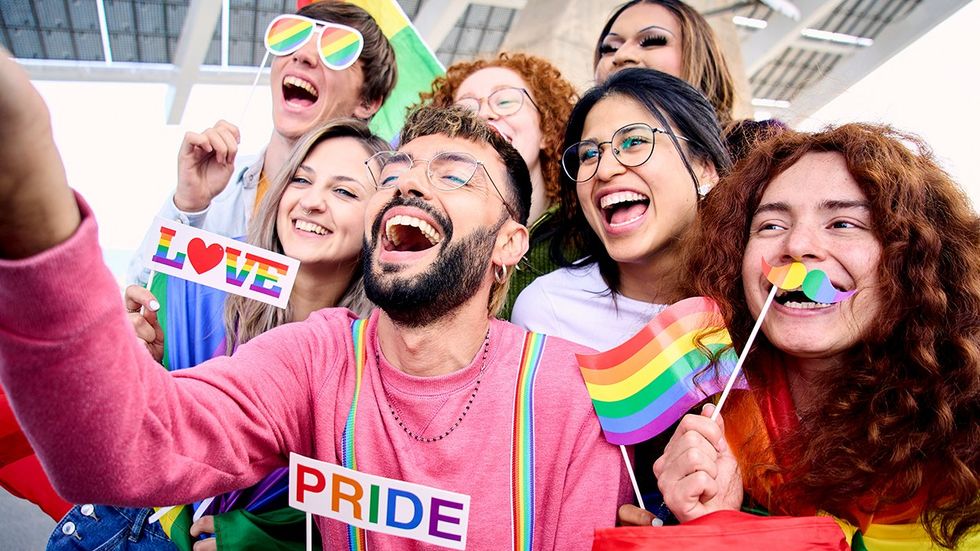 Gen Z LGBTQ Group Queer Friends Next Generation Celebrate Gay Pride