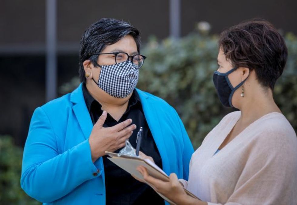 Georgette Gomez campaigning