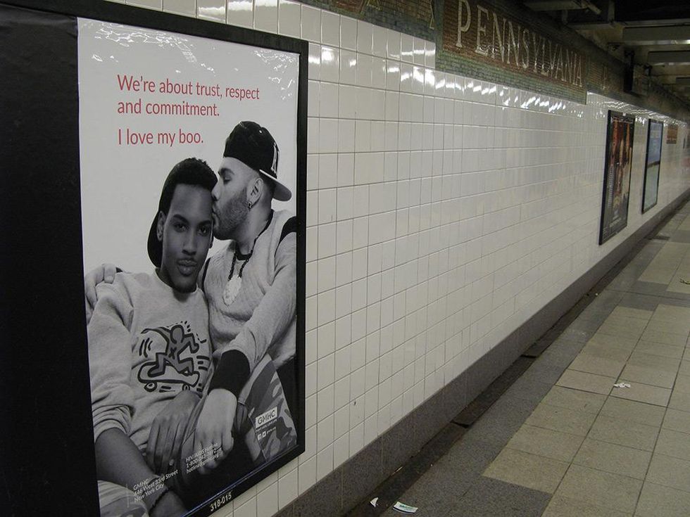 GMHC developed an HIV prevention campaign targeting young black and Latino men who have sex with men, displayed in subway stations.
