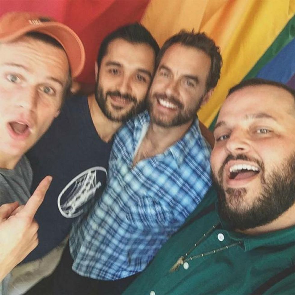 Goofing around with Groff, Alvarez, Bartlett, and Daniel Franzese.