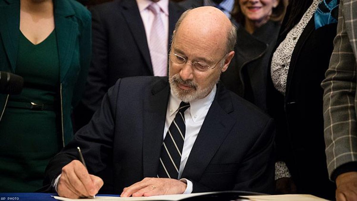 Gov. Tom Wolf signs the executive order establishing the LGBTQ Commission in Pennsylvania