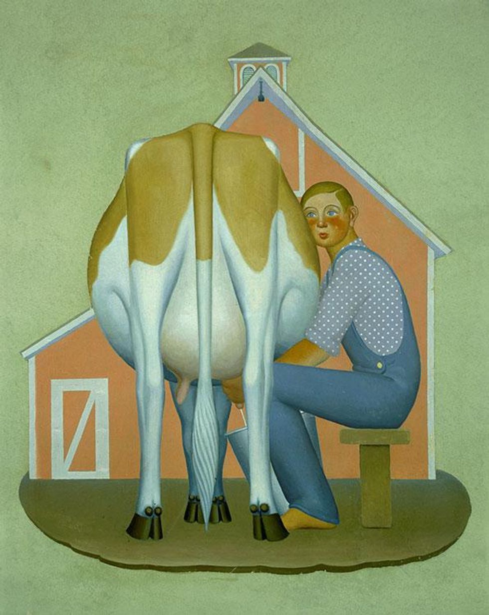 Grant Wood, Boy Milking Cow, 1932.