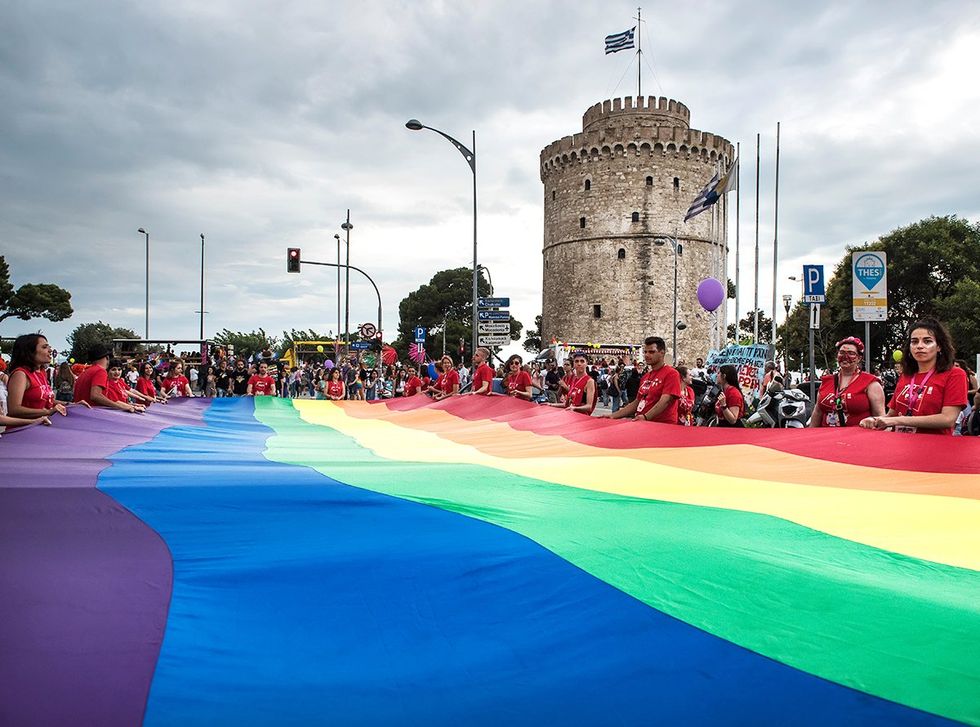 Greece Thessaloniki 2018 giant Rainbow Flag annual Gay Pride celebrations