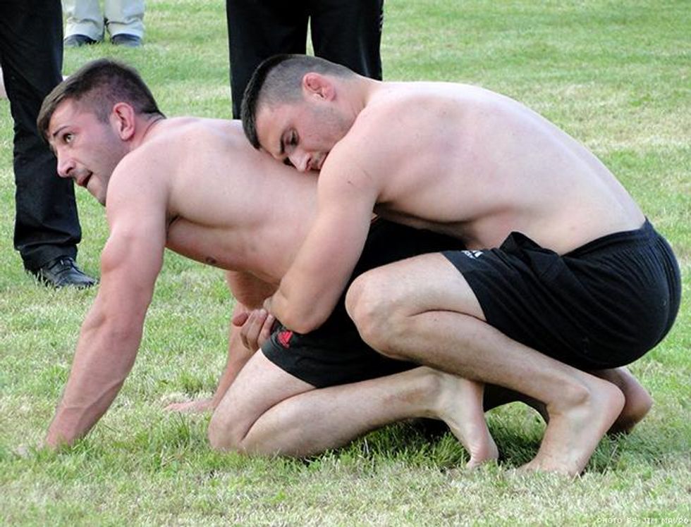 Greek Wrestlers by Jim Mavro