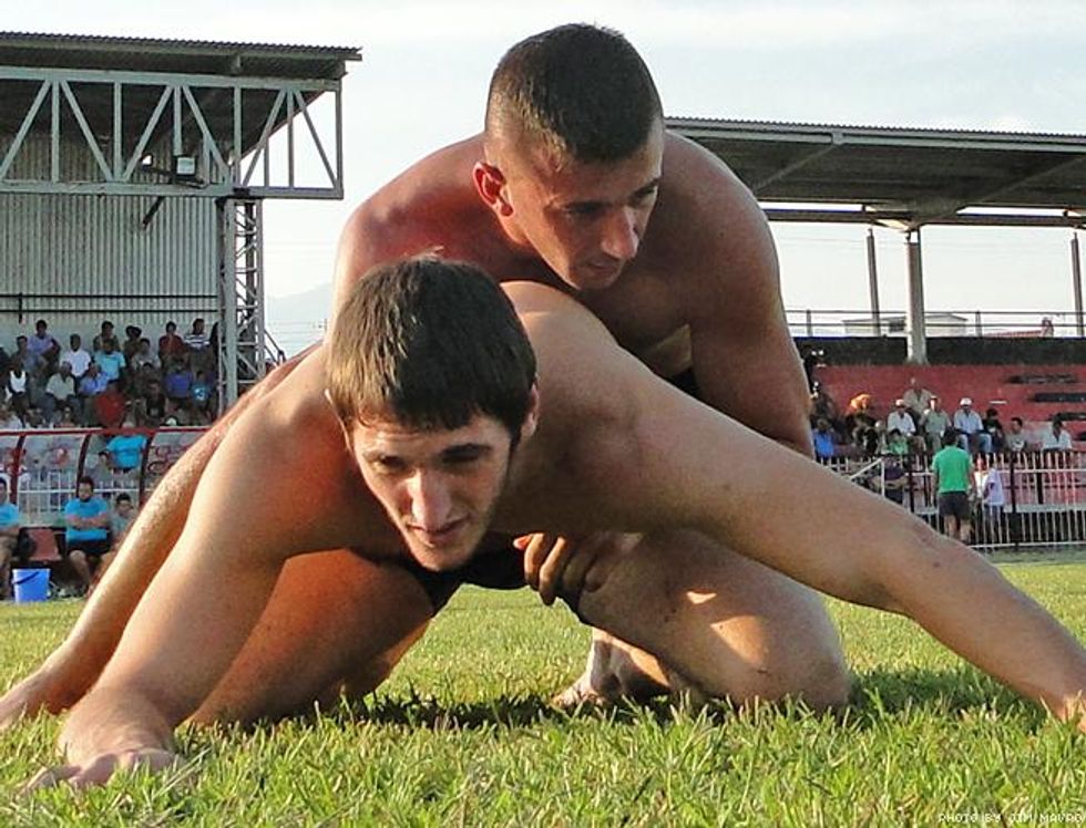 Greek Wrestlers by Jim Mavro