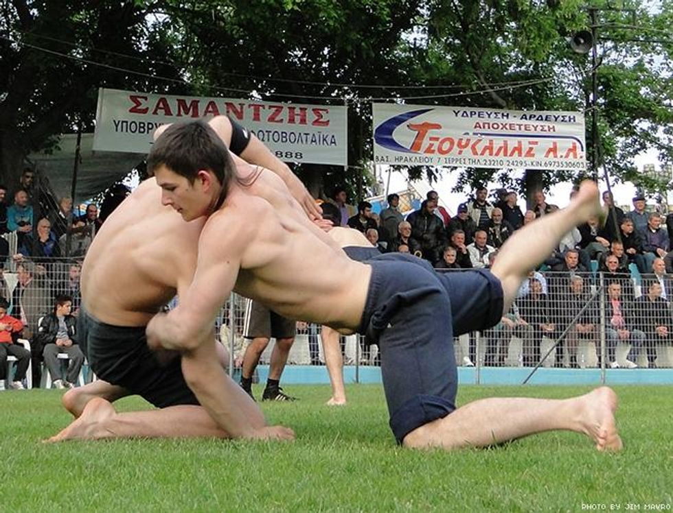 Greek Wrestlers by Jim Mavro