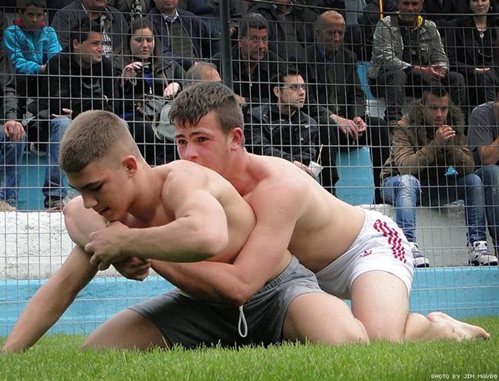 Greek Wrestlers by Jim Mavro
