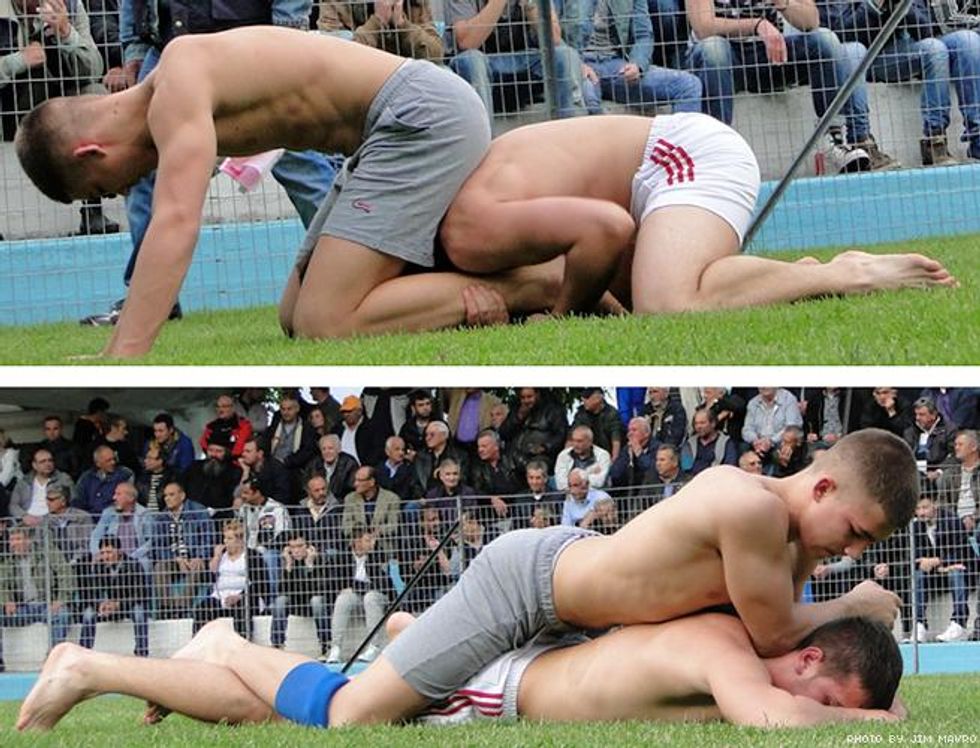 Greek Wrestlers by Jim Mavro