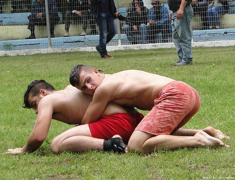 Greek Wrestlers by Jim Mavro