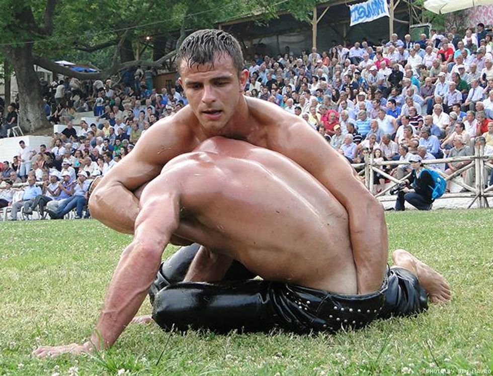 Greek Wrestlers by Jim Mavro