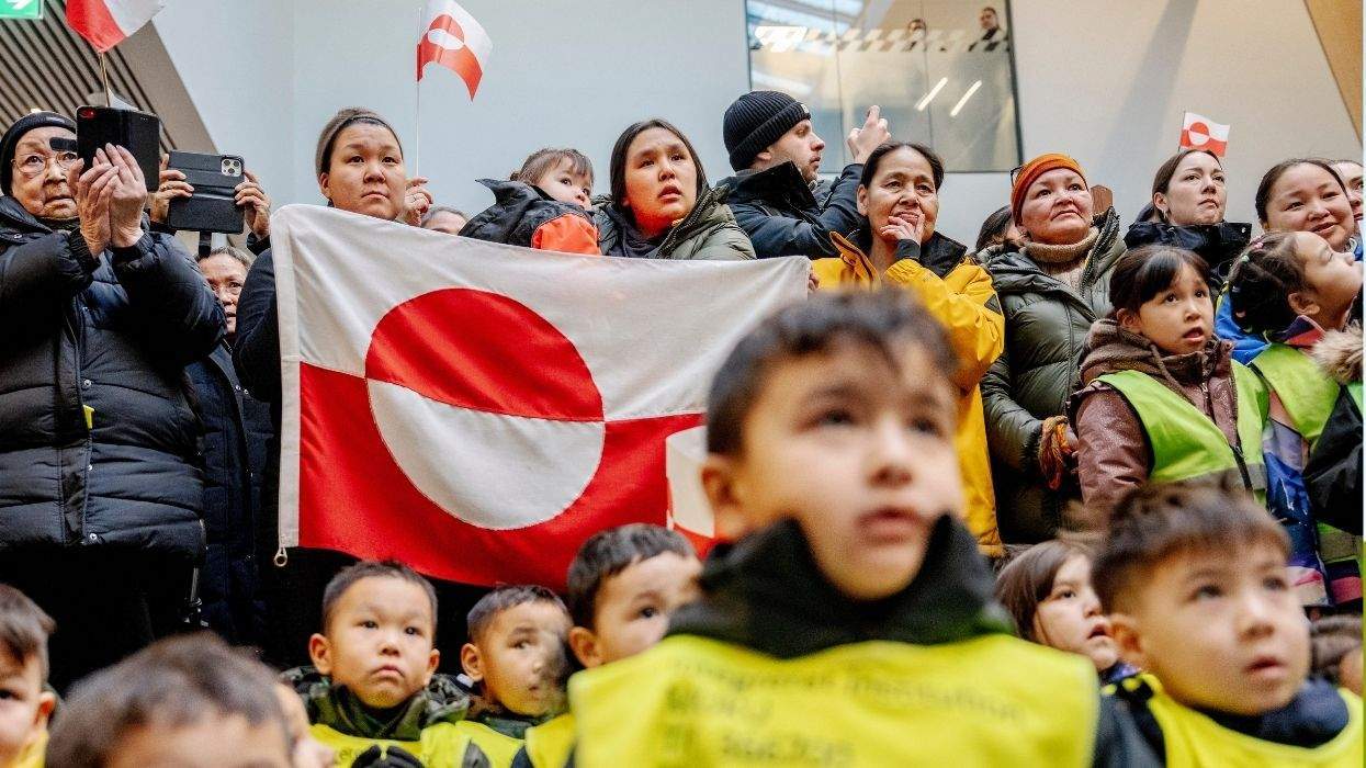greenlandic flag children protesters