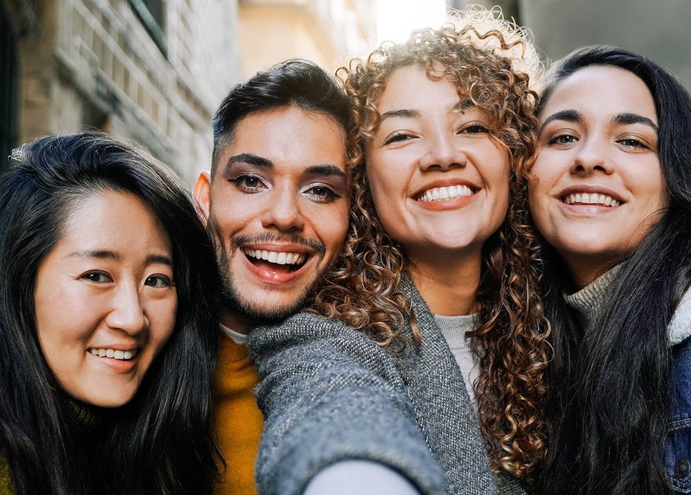 group of friends happy to share advice