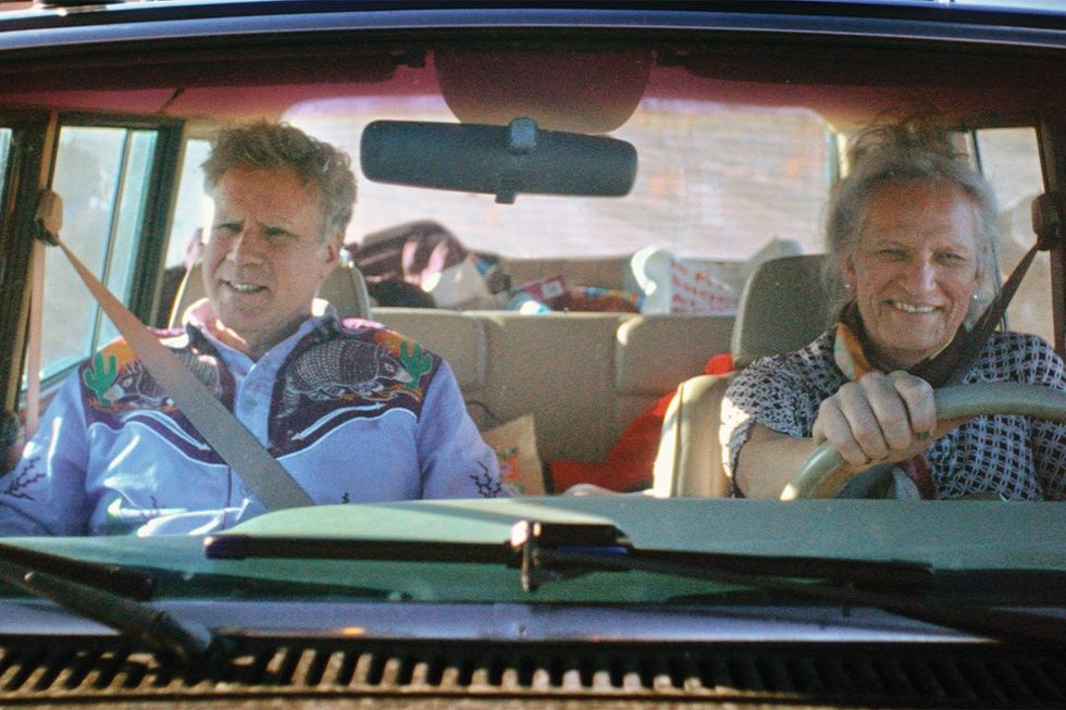 Harper Steele and Will Ferrell in a car