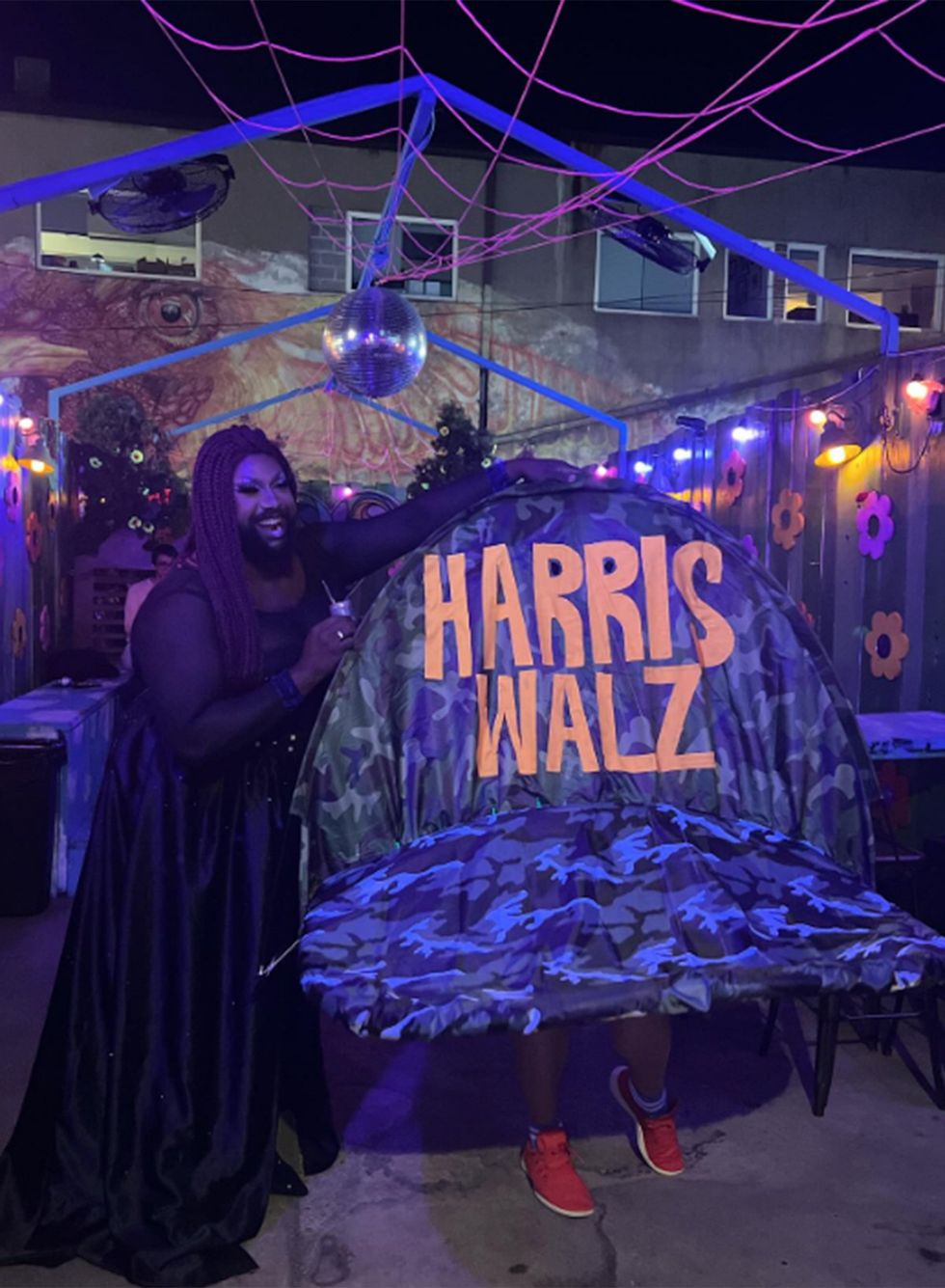 Harris Walz hat costume at halloween party 17th Street High Heel Race in Washington DC
