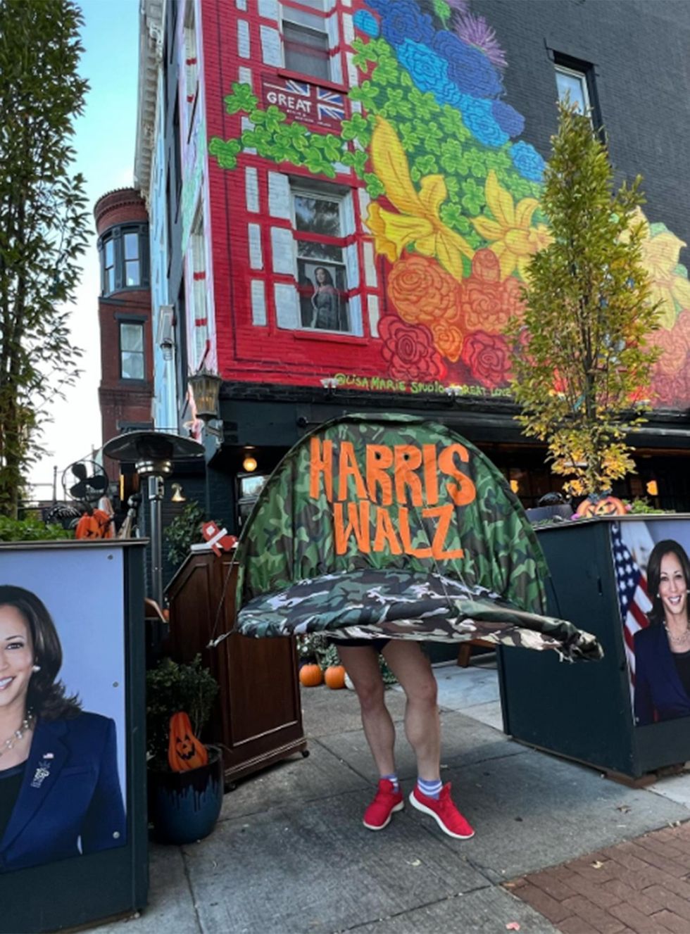 Harris Walz hat costume at little gay pub 17th Street High Heel Race in Washington DC