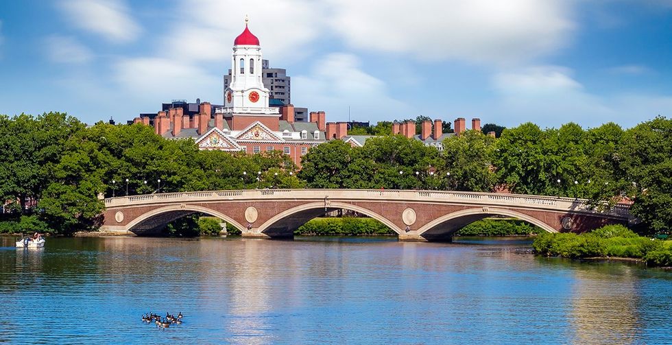 Harvard University clock tower bridge charles river cambridge Massachusetts