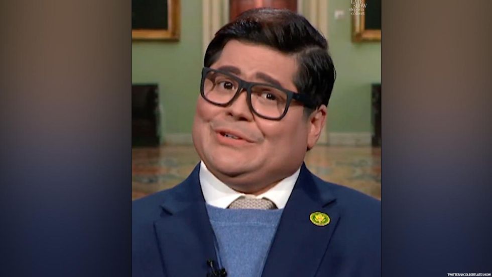 Harvey Guillen as George Santos on the Late Show with Stephen Colbert