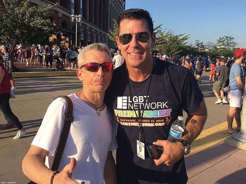 Here Media Operations Director Kirk Pacheco with Billy Bean, Major League Baseball\u2019s VP of Social Responsibility and Inclusion.