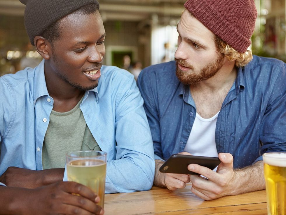 hipster friends having a beer