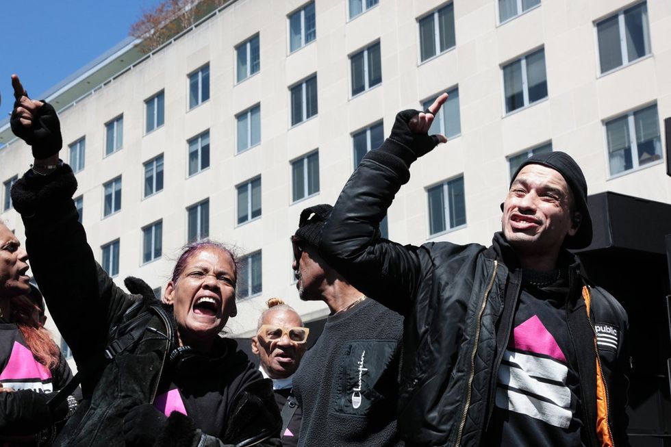 HIV and AIDS activists hold coffin delivery to protest PEPFAR cuts at State Department building in Washington, D.C., April 17, 2025